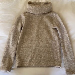JCrew tan and white checkered mock neck pullover